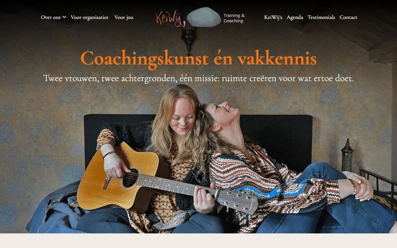 Homepage van Kei Wij, maatwerk WordPress-website door Anders Ontwerp